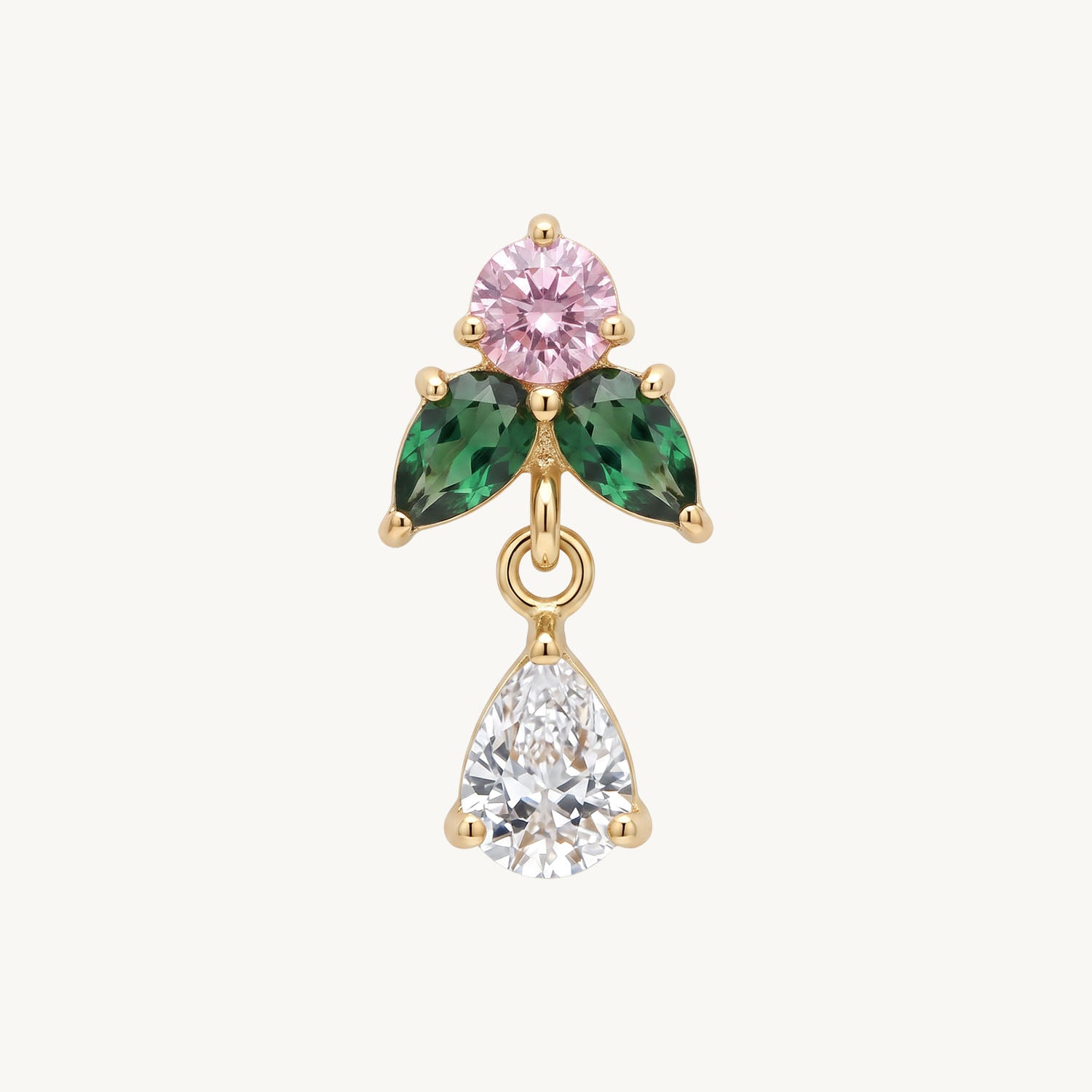 Green petal teardrop gold
