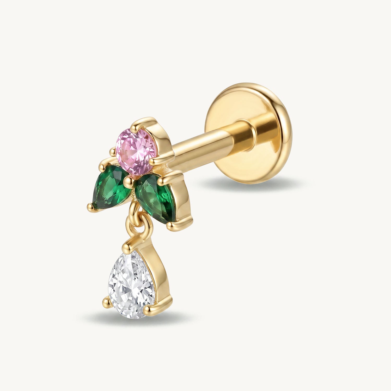 Green petal teardrop gold