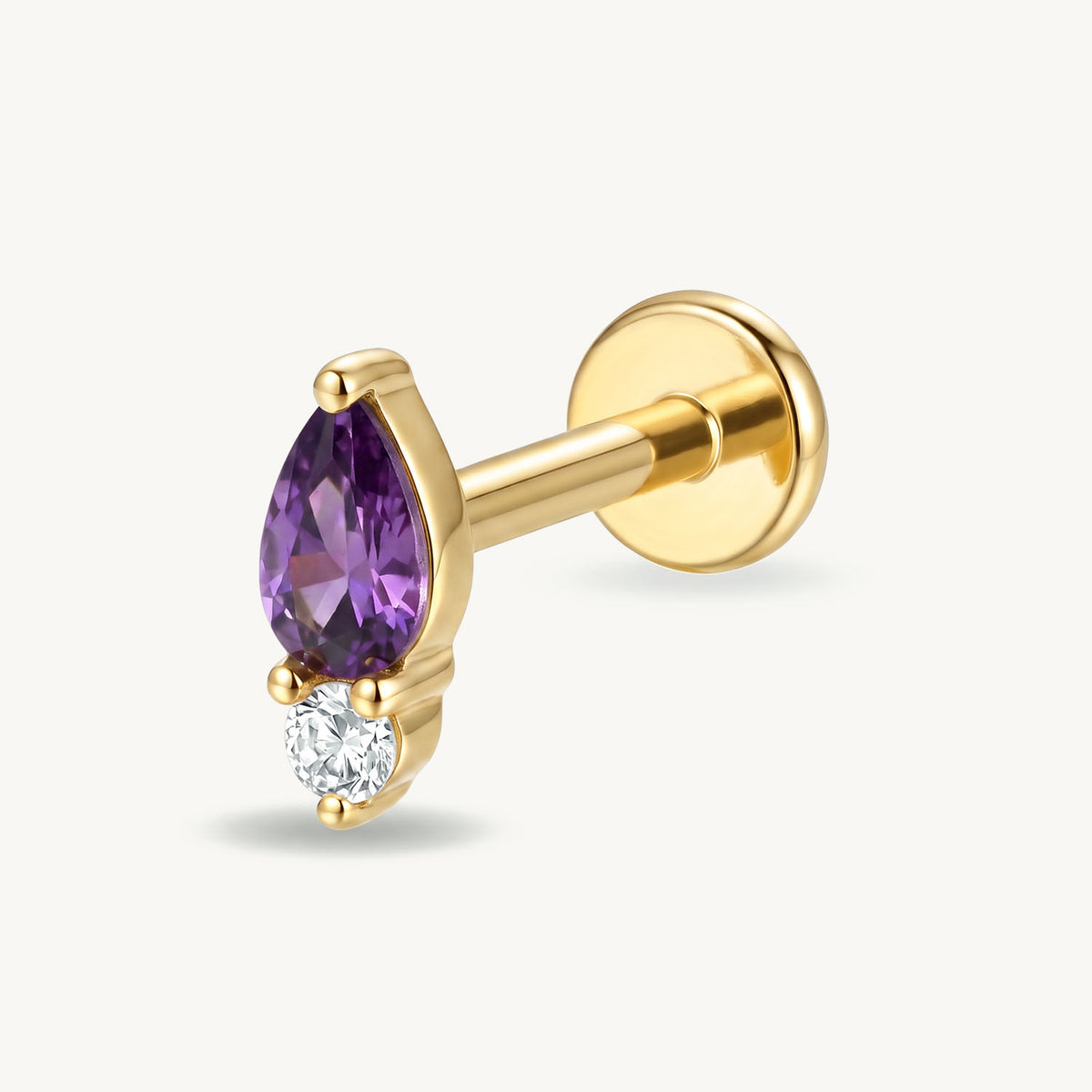 Crystal teardrop purple gold