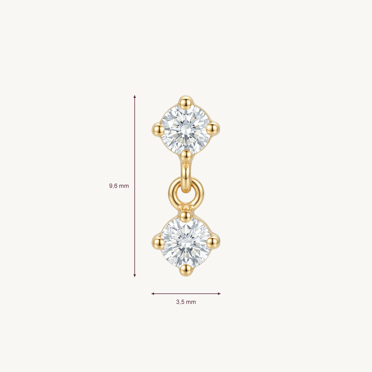 Double sparkle gold afmetingen in millimeters