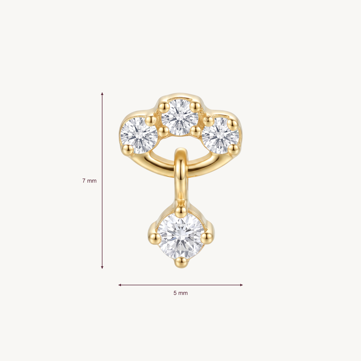 Crystal drop gold afmetingen in millimeters