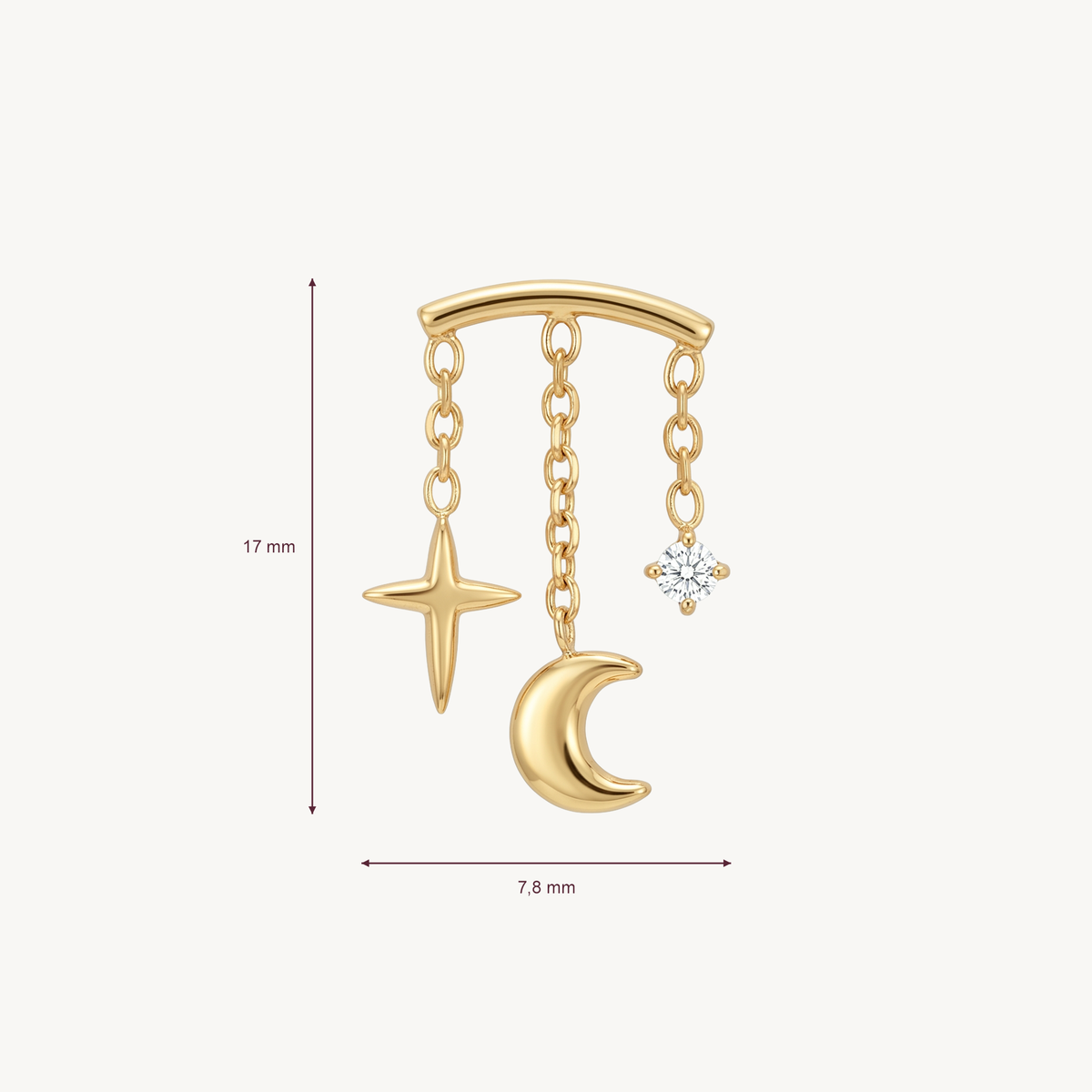 Celestial chandelier gold afmetingen in millimeters
