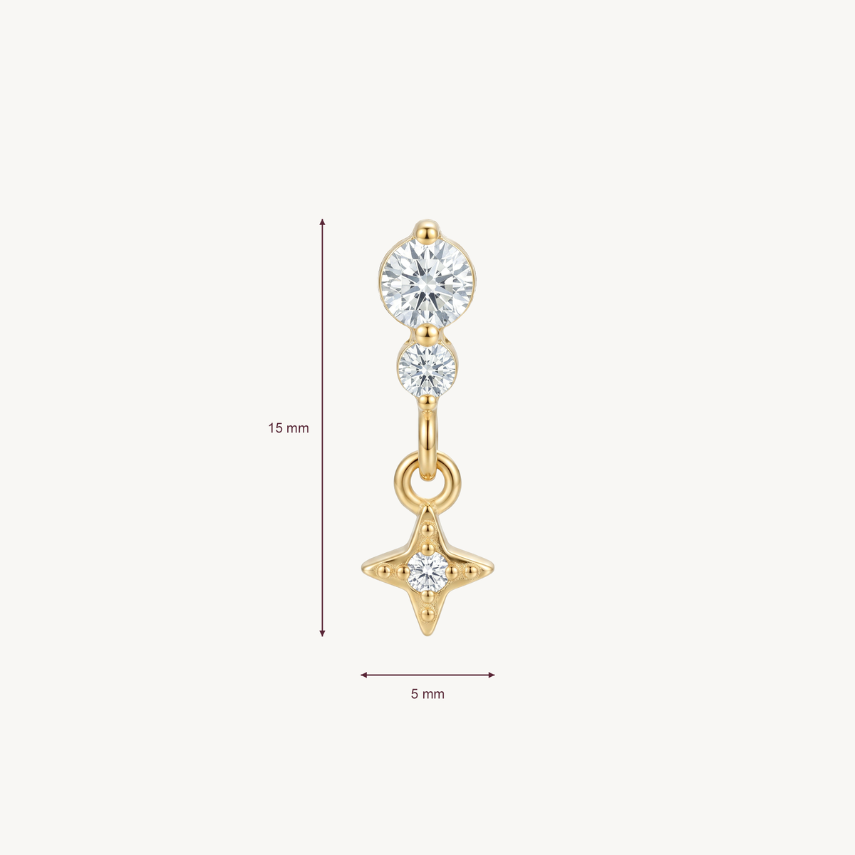 Starry drop gold afmetingen in millimeters