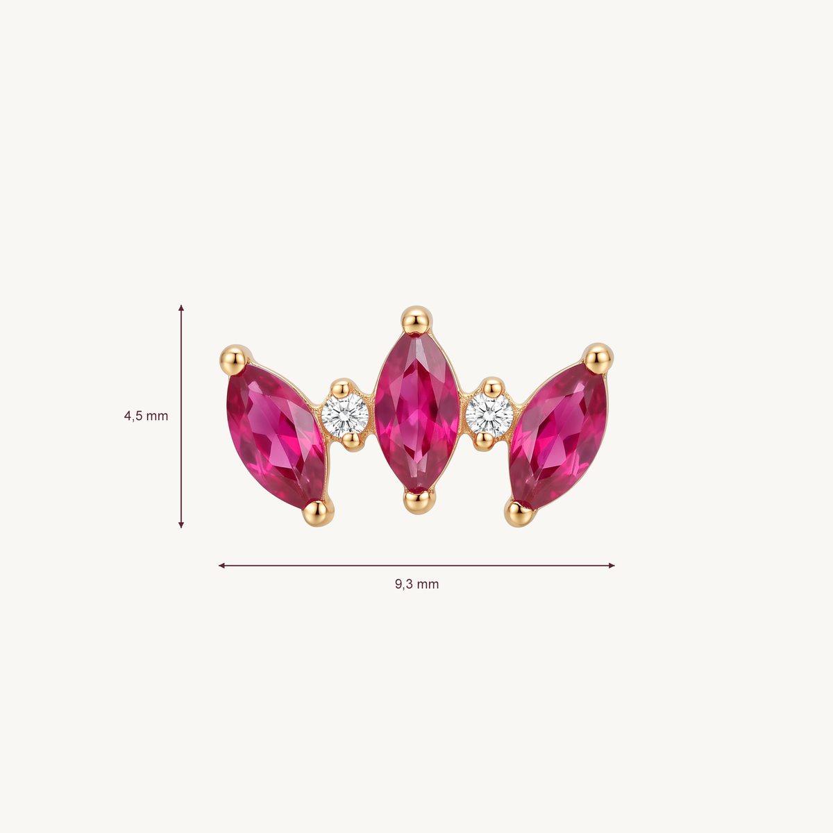 Pink petals gold afmetingen in millimeters