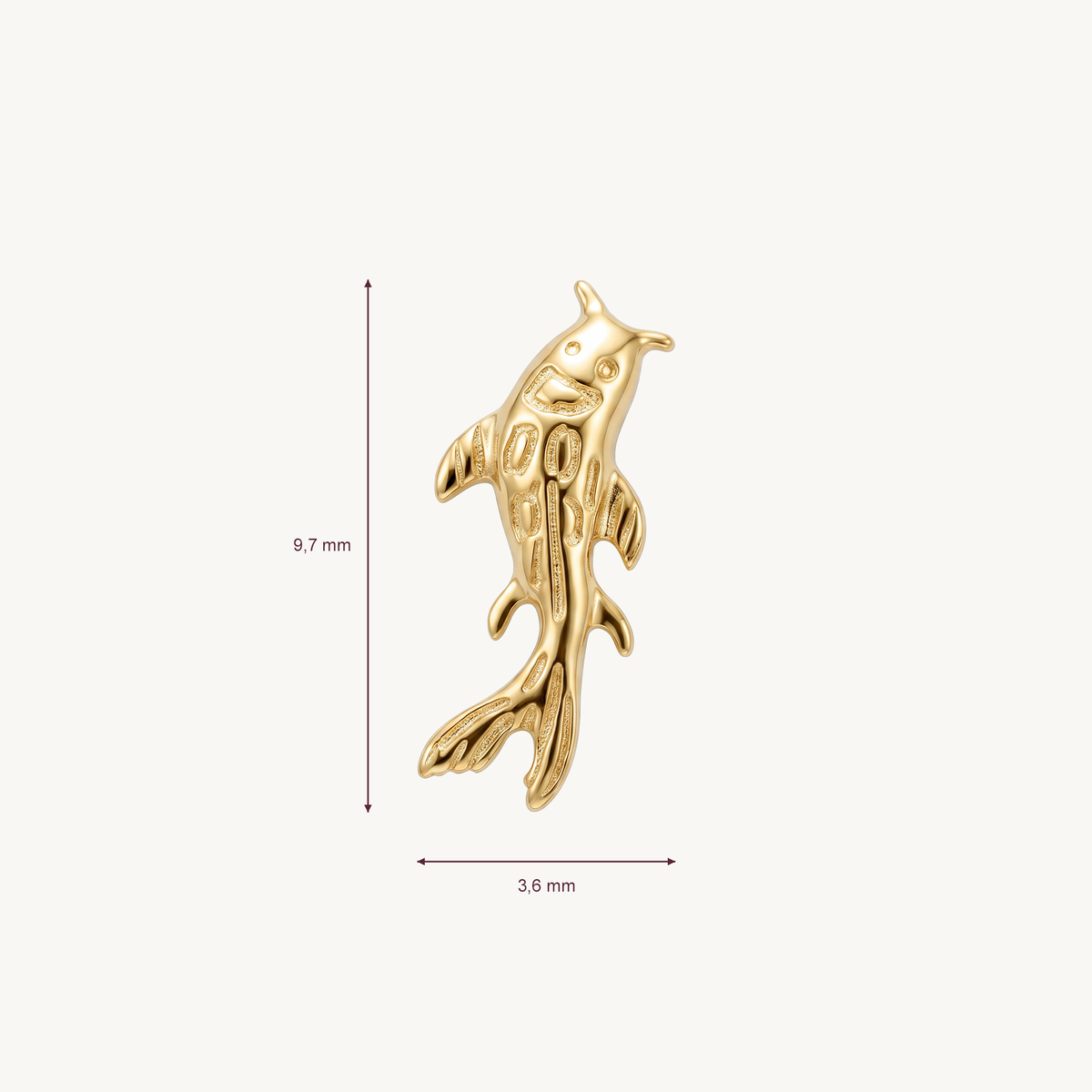 Koi stud gold afmetingen in millimeters
