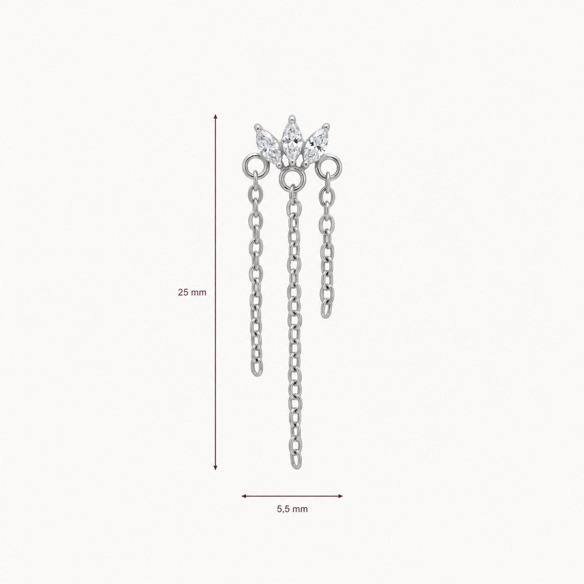 Triple drop zilver afmetingen