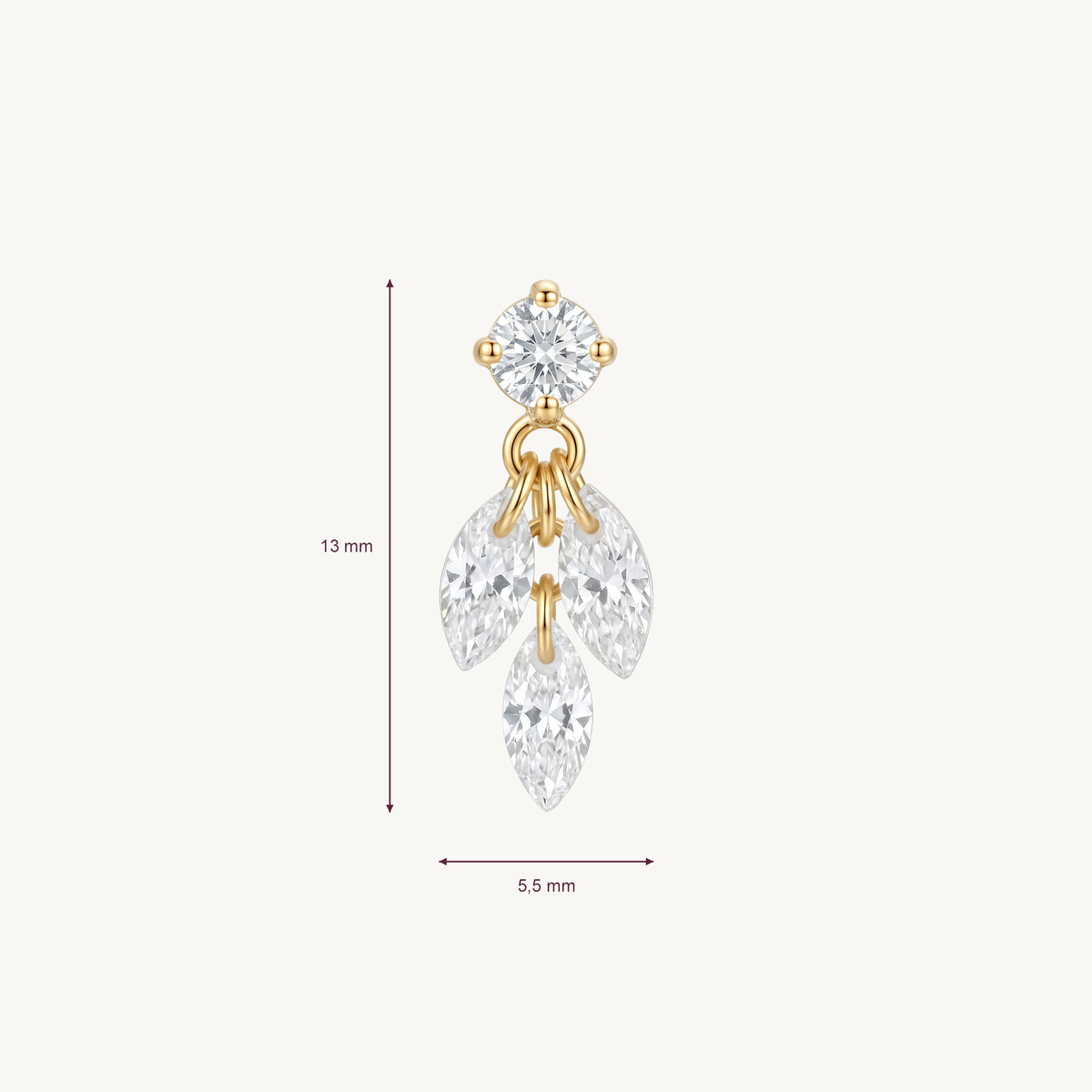 Petal sway gold afmetingen in millimeters