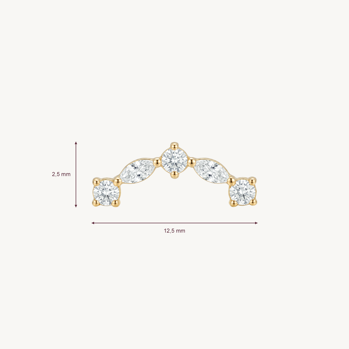 Crown arc gold afmetingen in millimeters