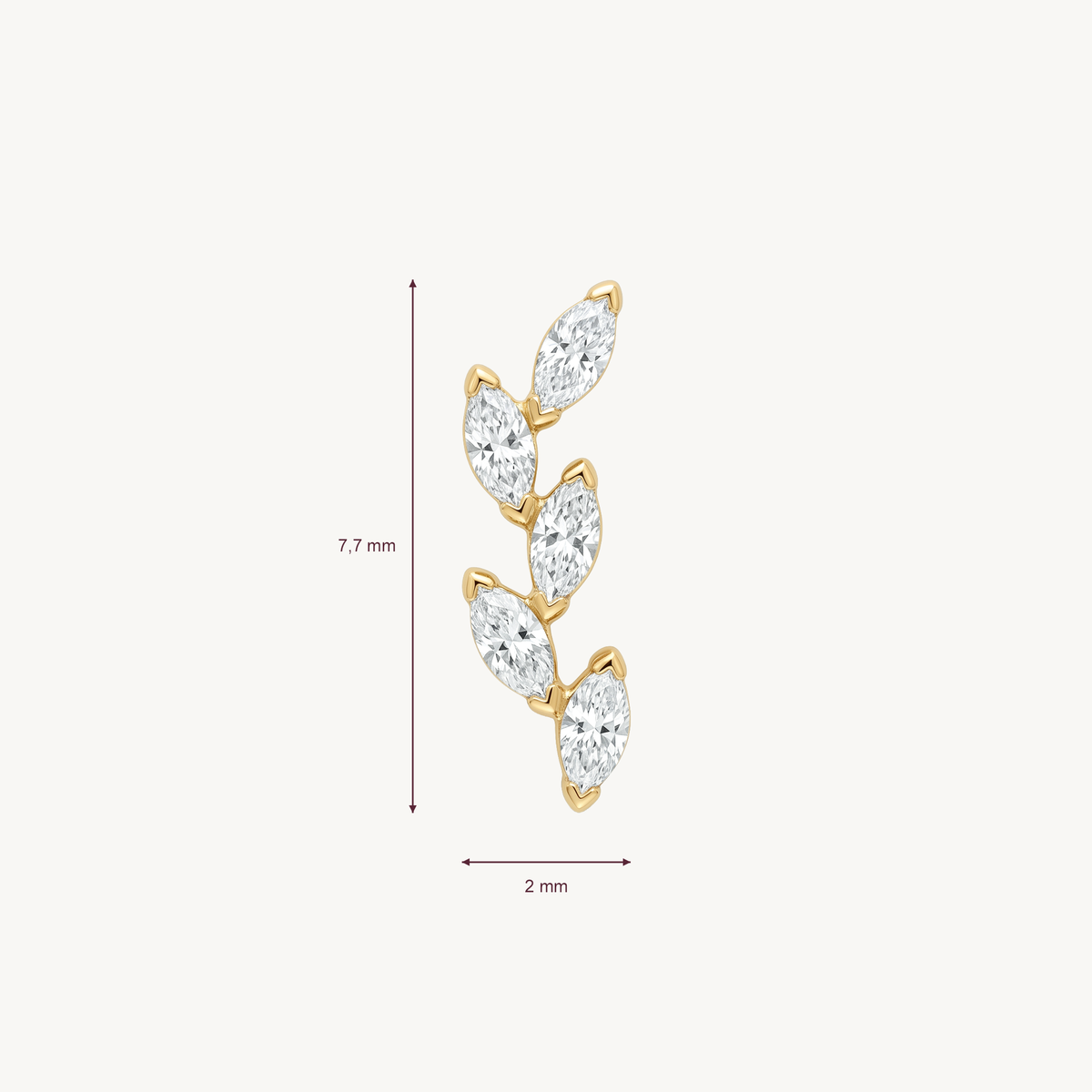 Laurel curve gold afmetingen in millimeters