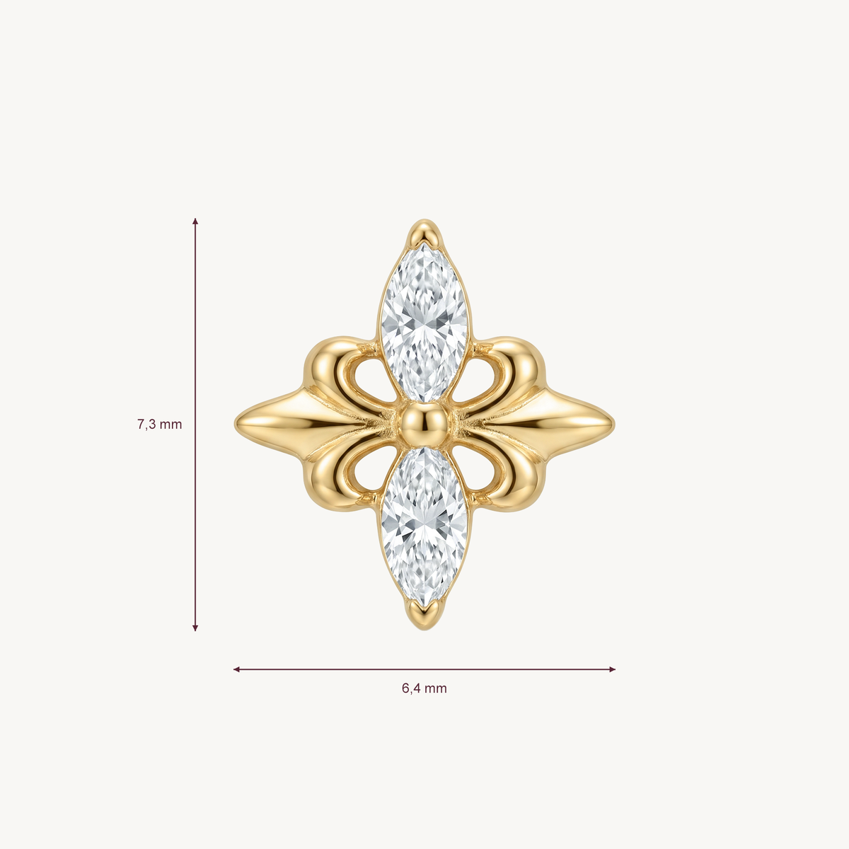 Angel wing gold afmetingen in millimeters