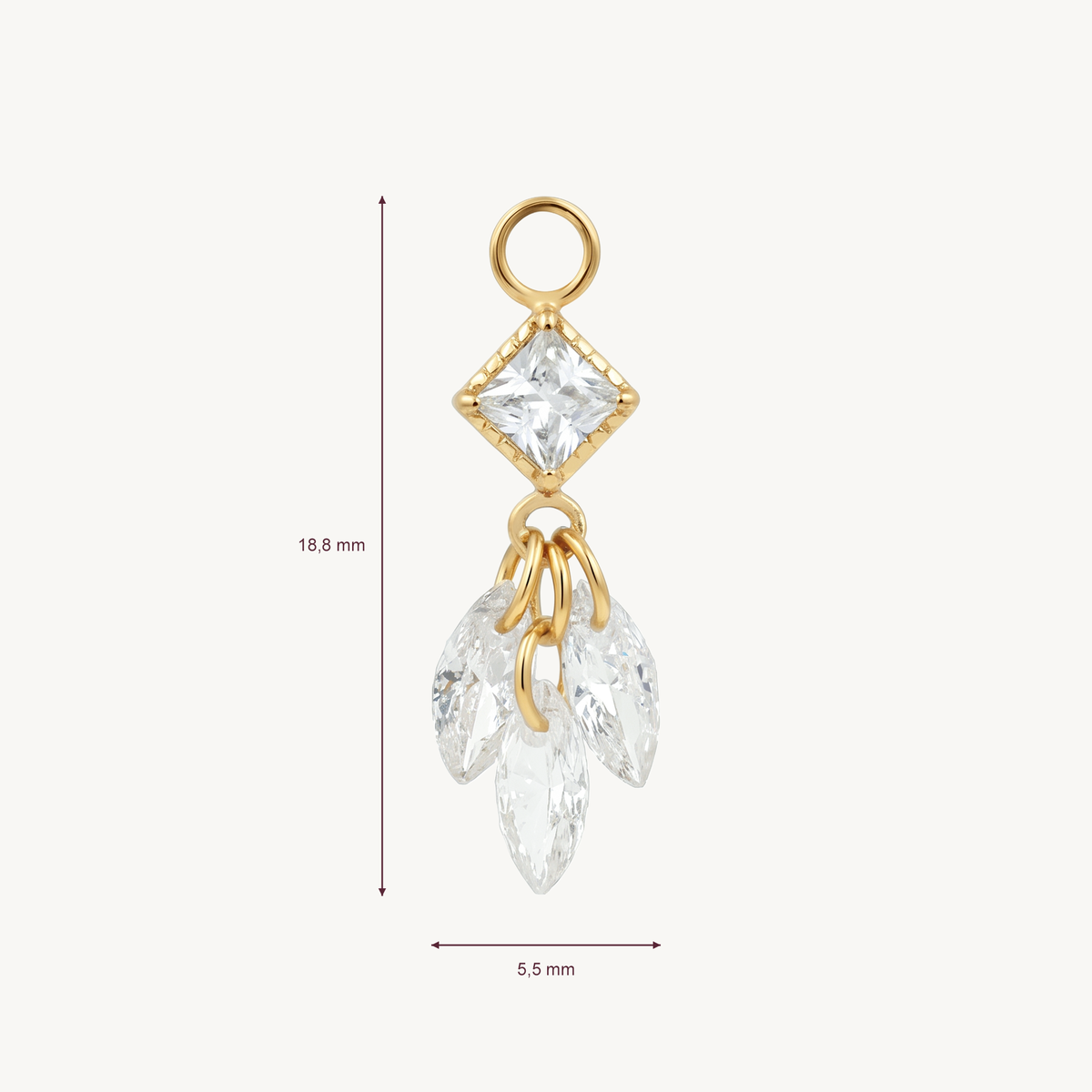 Luxe cascade gold afmetingen in millimeters
