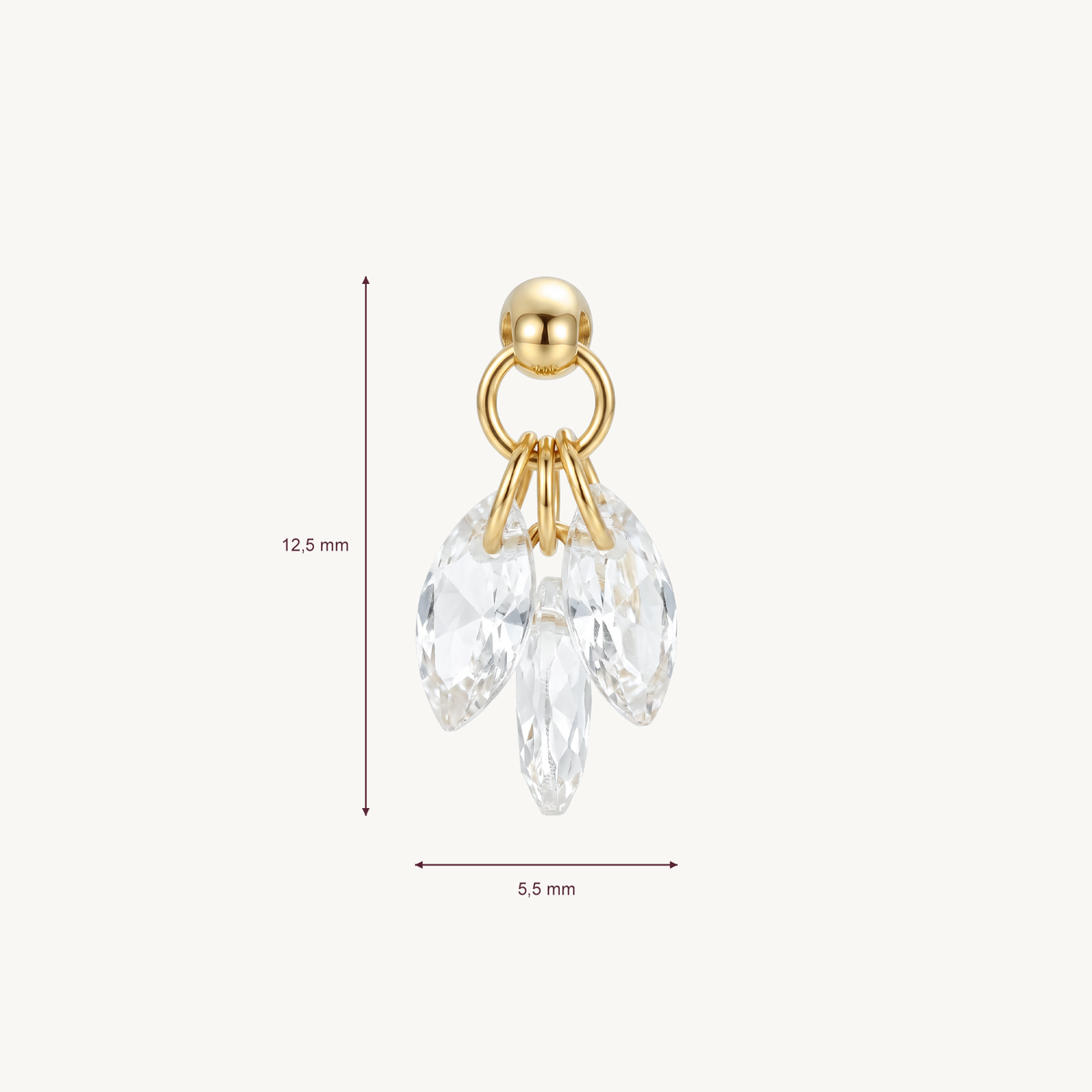 Crystal bouquet gold afmetingen in millimeters