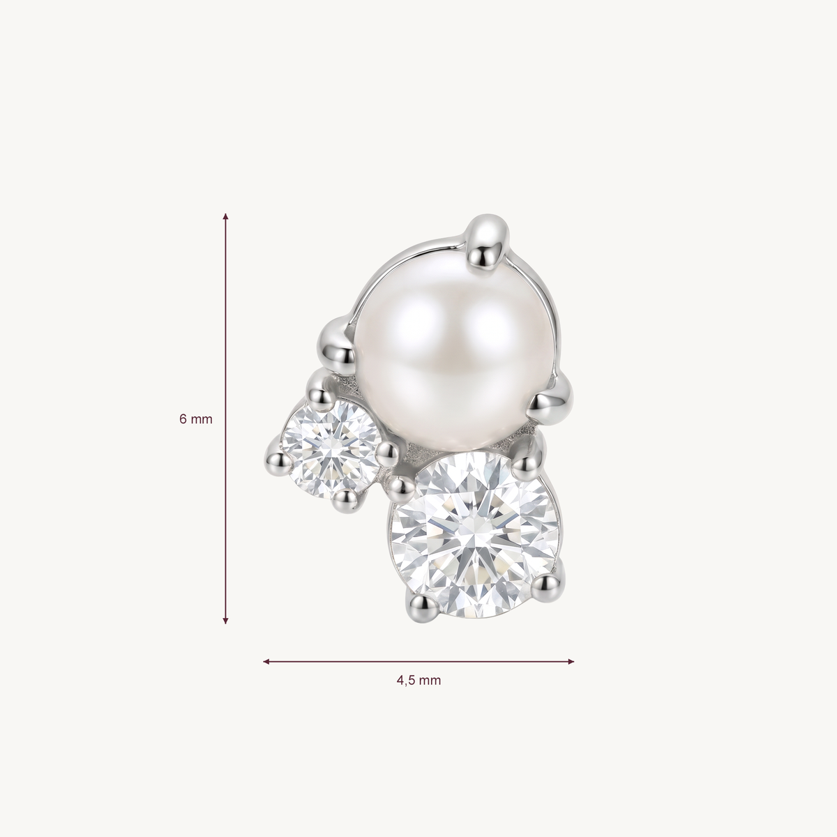 Pearl cluster afmetingen in millimeters