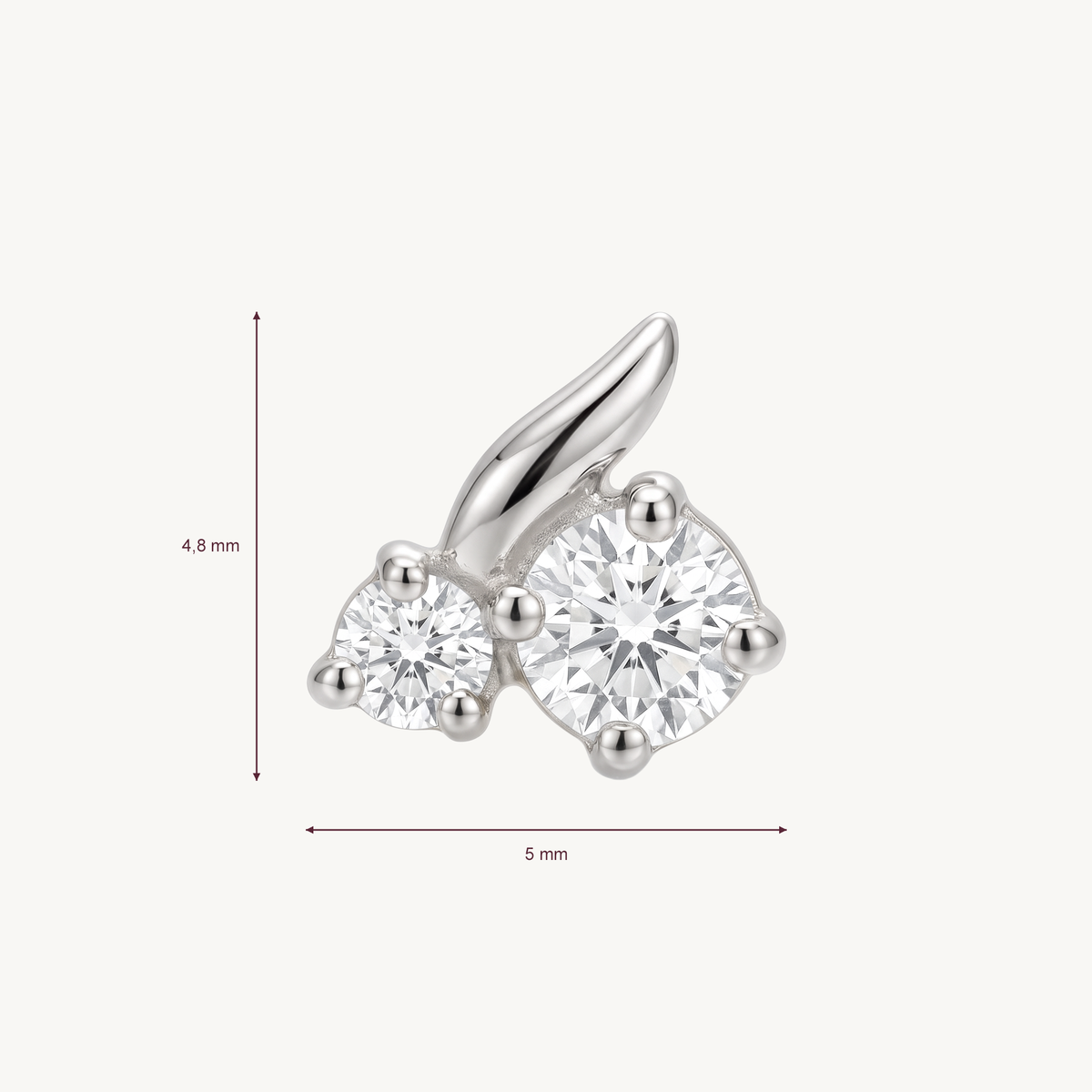 Winged shine afmetingen: hoogte 4,8 mm, breedte 5 mm