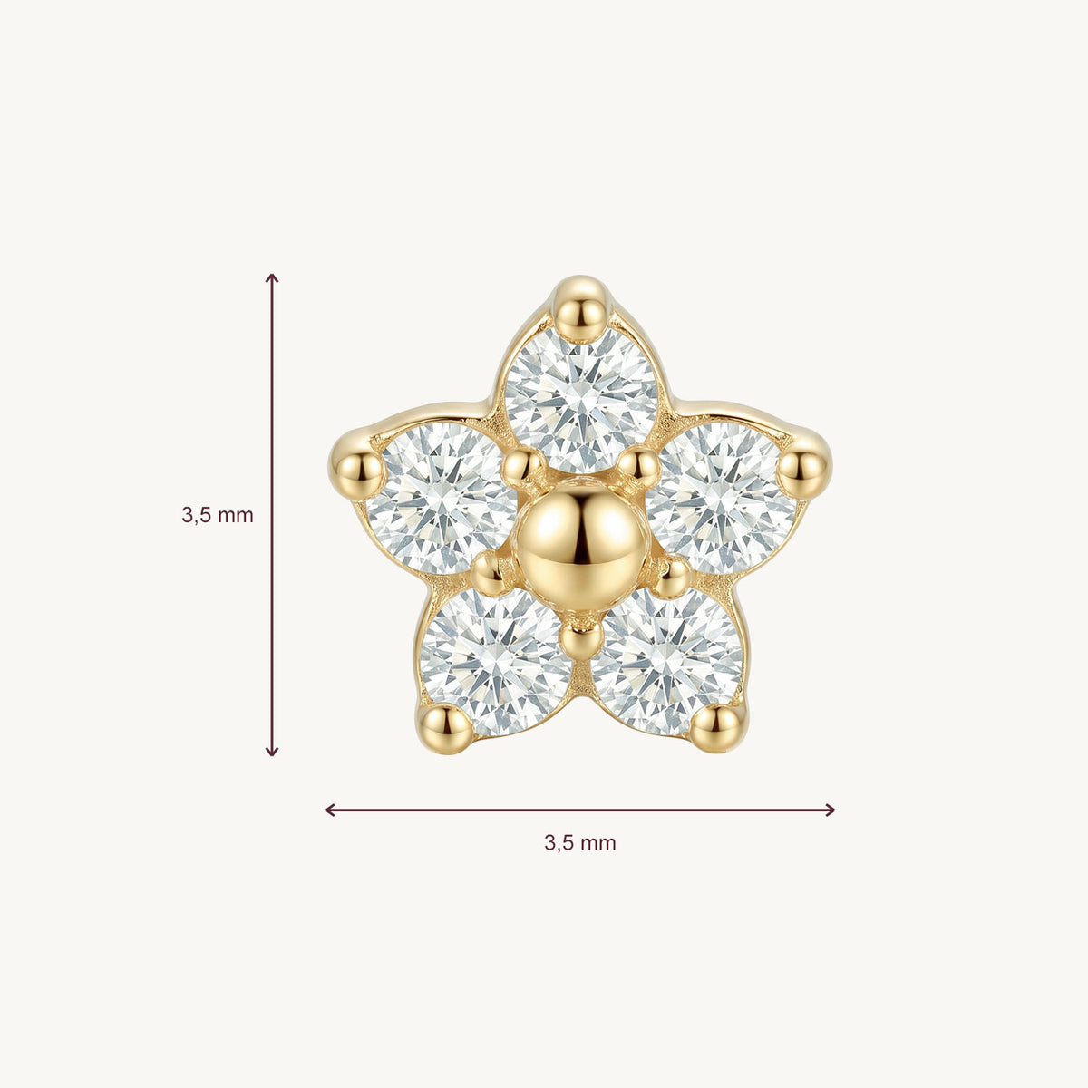 Daisy gleam gold afmetingen in millimeters