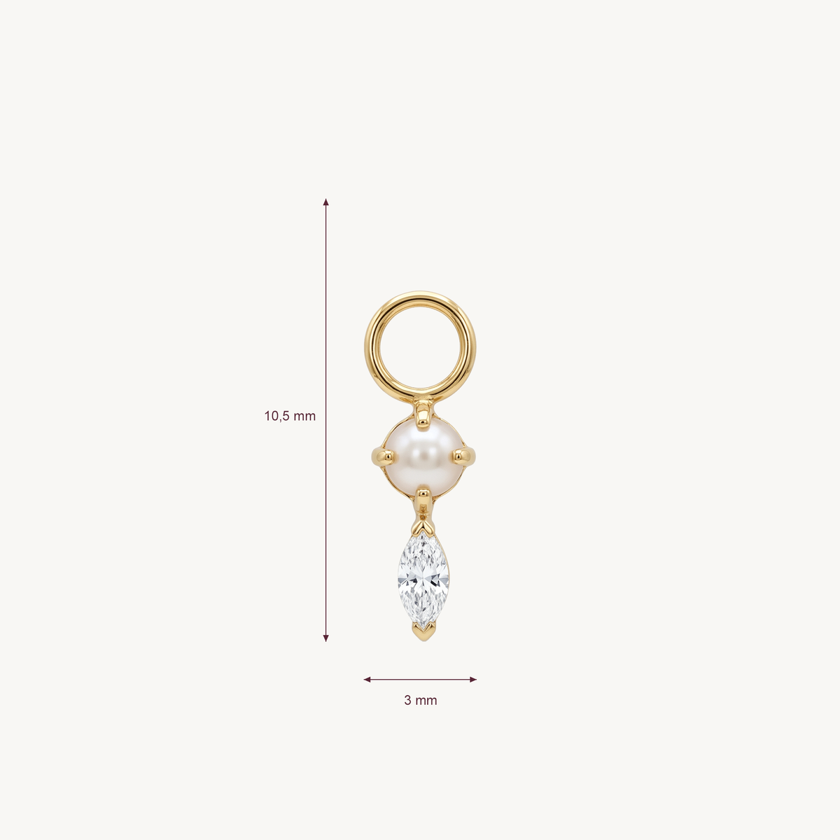 Pearl marquise charm gold – AFMETING