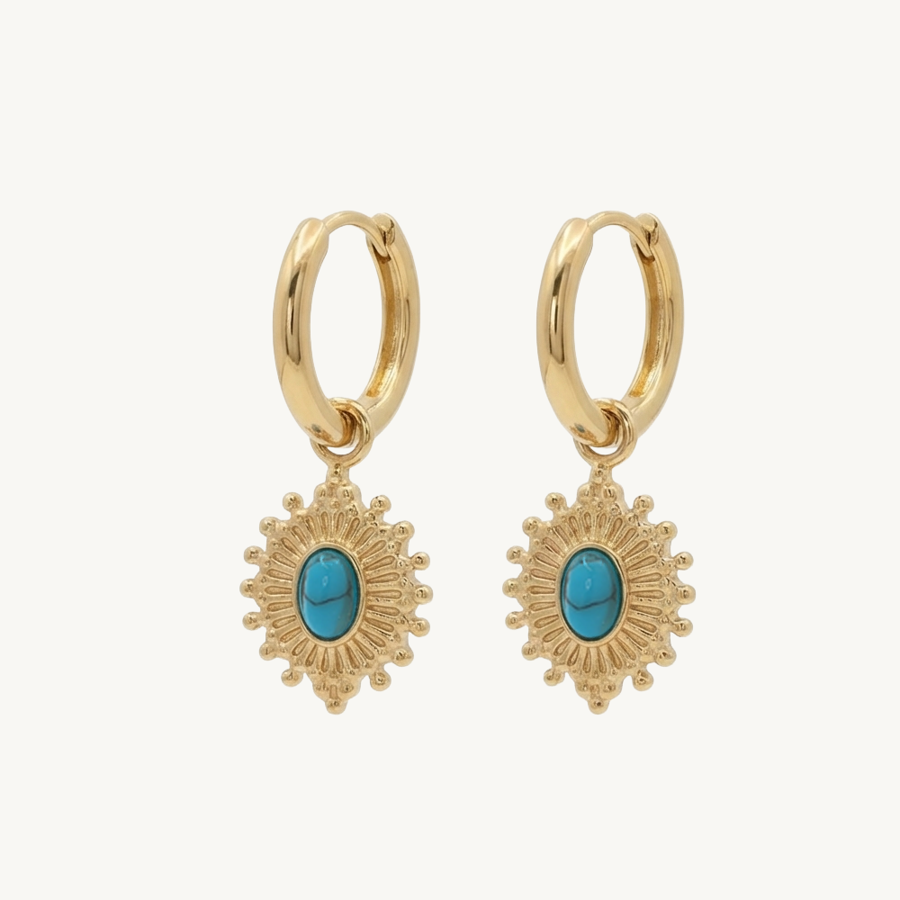 Blue star earrings gold