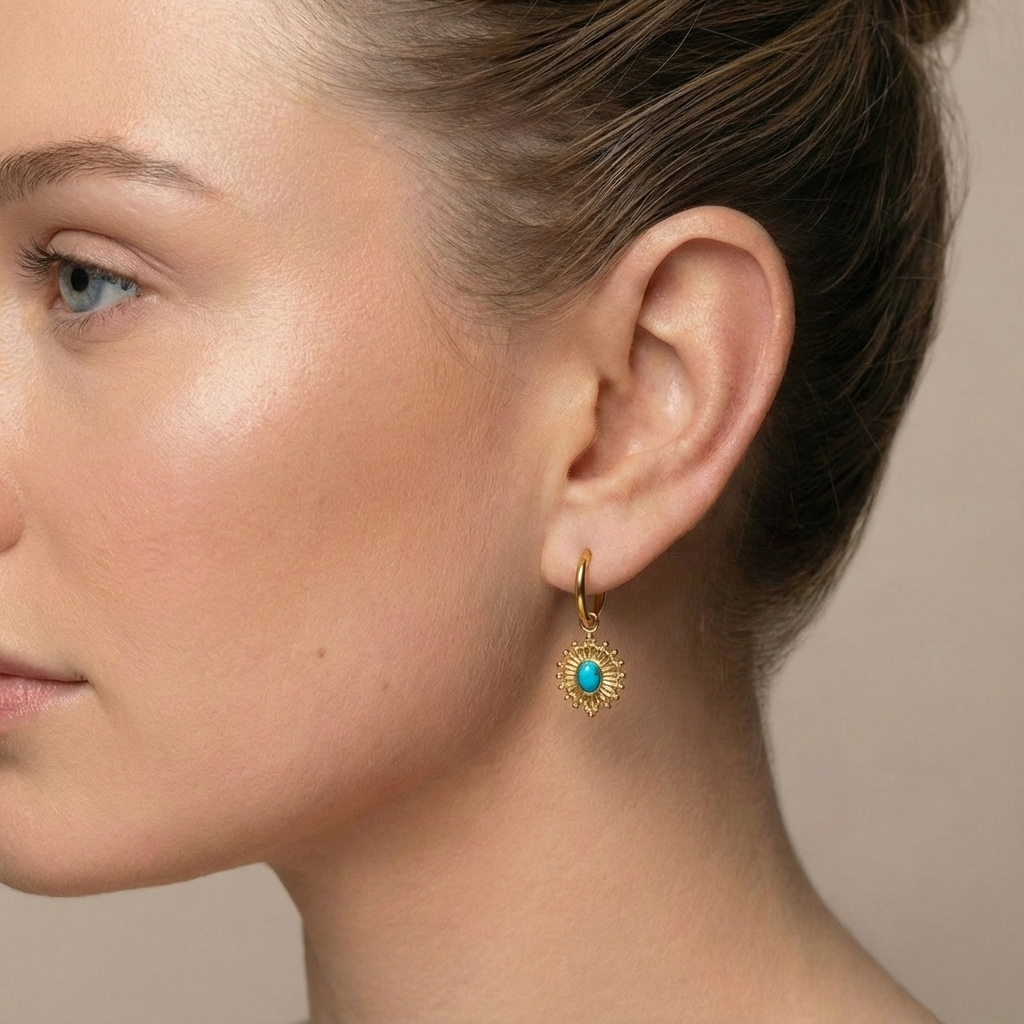 Blue star earrings gold