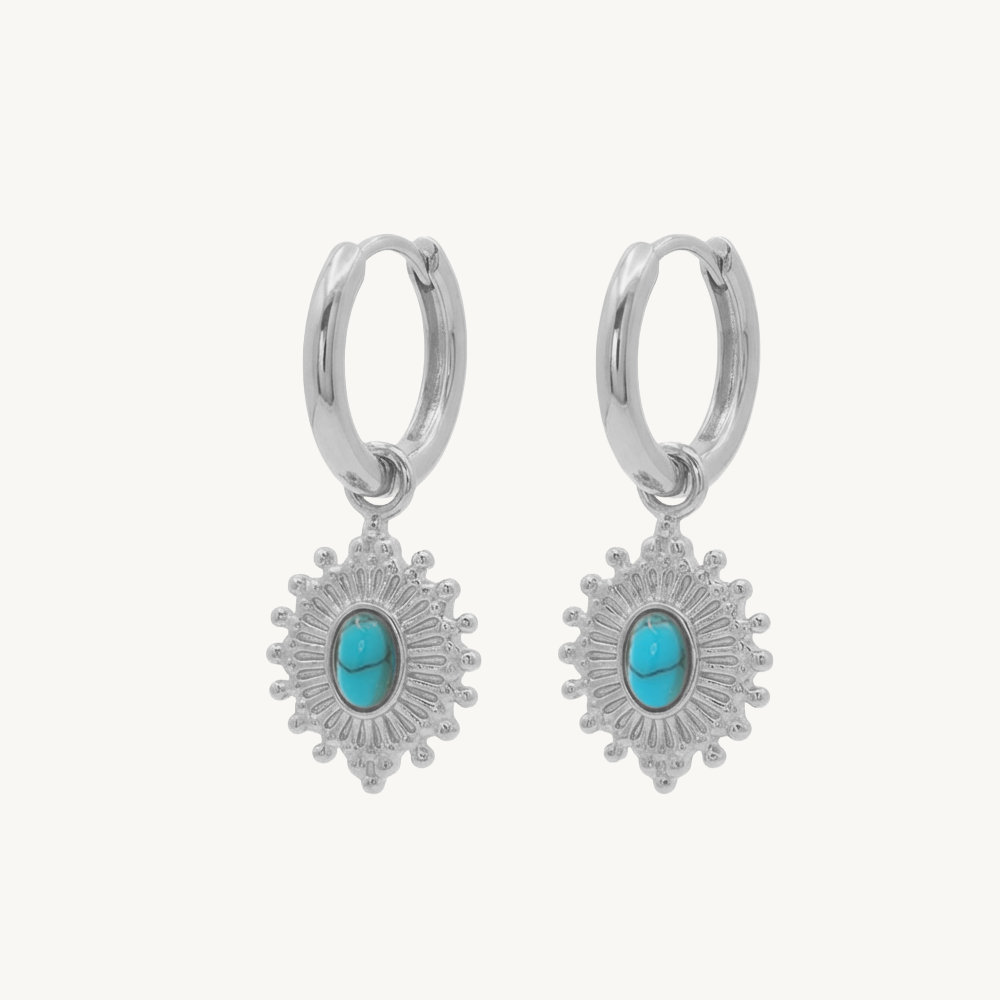Blue star earrings silver
