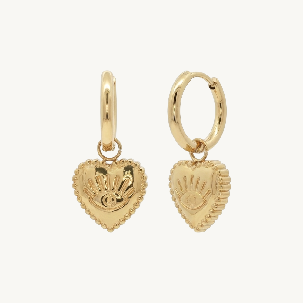 Heart eye earrings gold