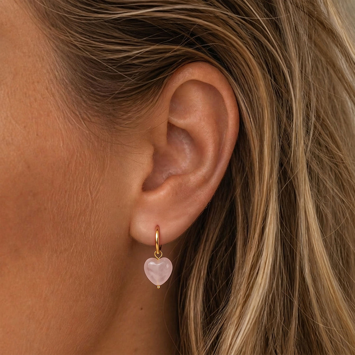Heart stone hoops gold
