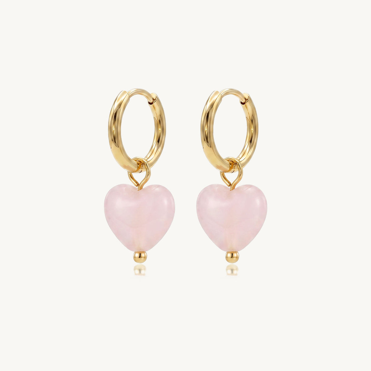 Heart stone hoops gold