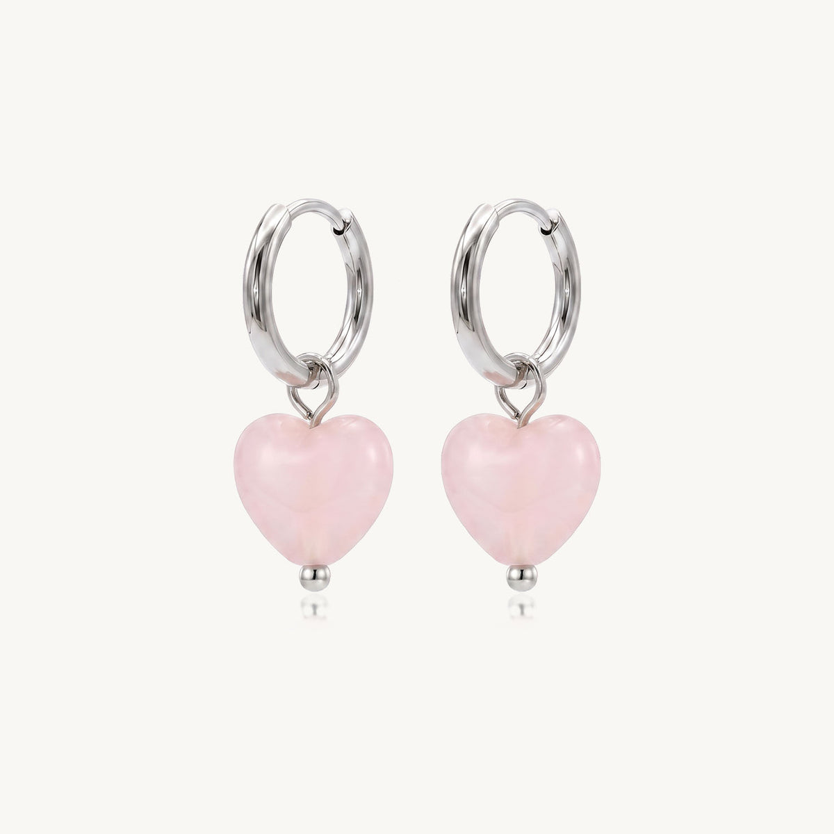 Heart stone hoops silver