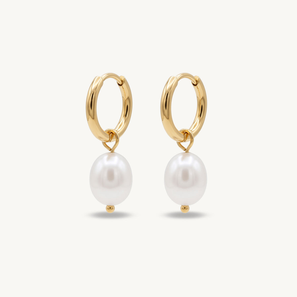 Pearl hoops gold