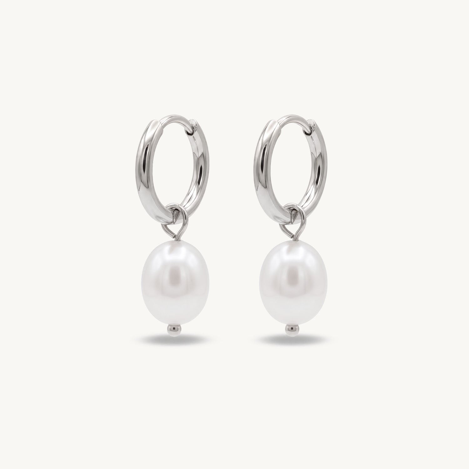 Pearl hoops silver