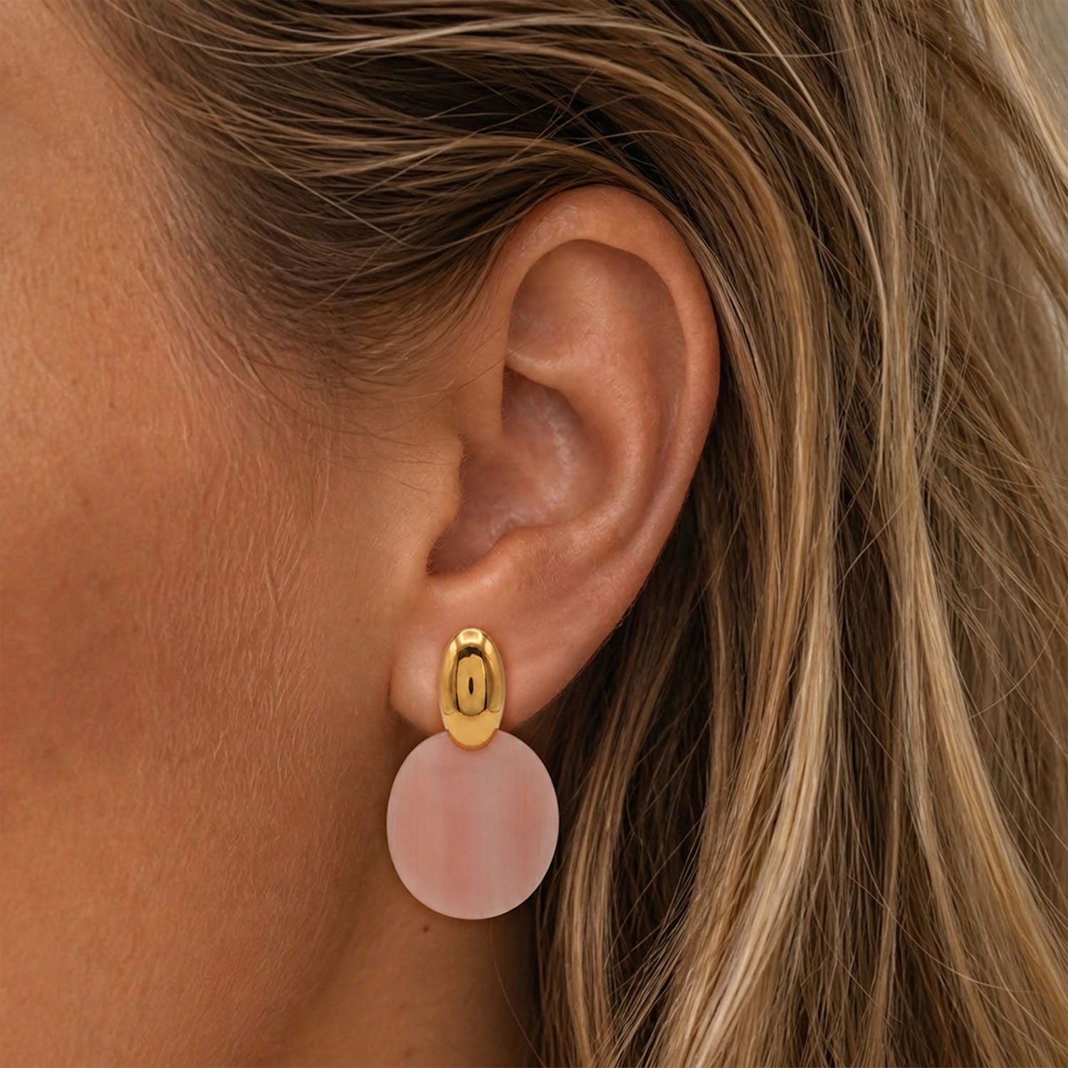 Pink stone earrings