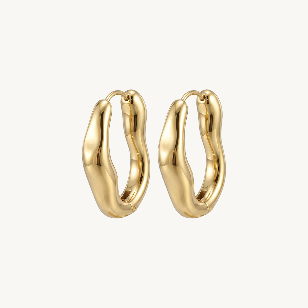 Bold wavey hoops gold