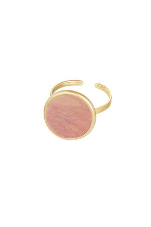 Ring basic round stone - gold/pink