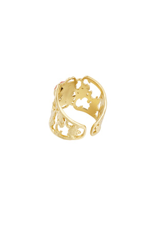 Ring gracefully openwork with stone - Gold color