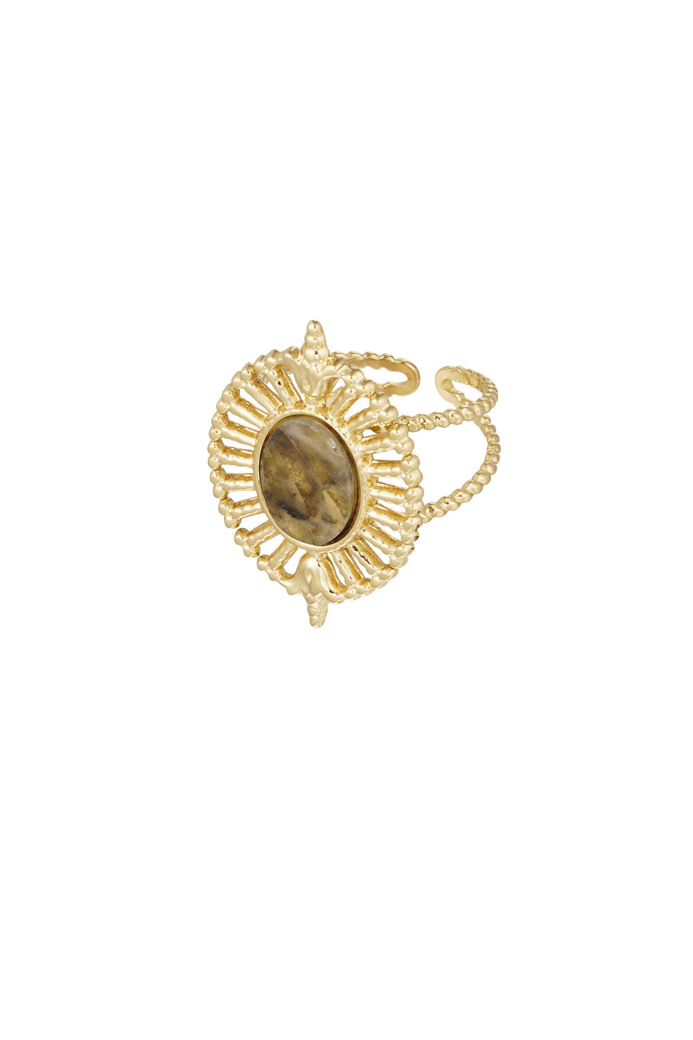 Ring fan with stone - Gold color