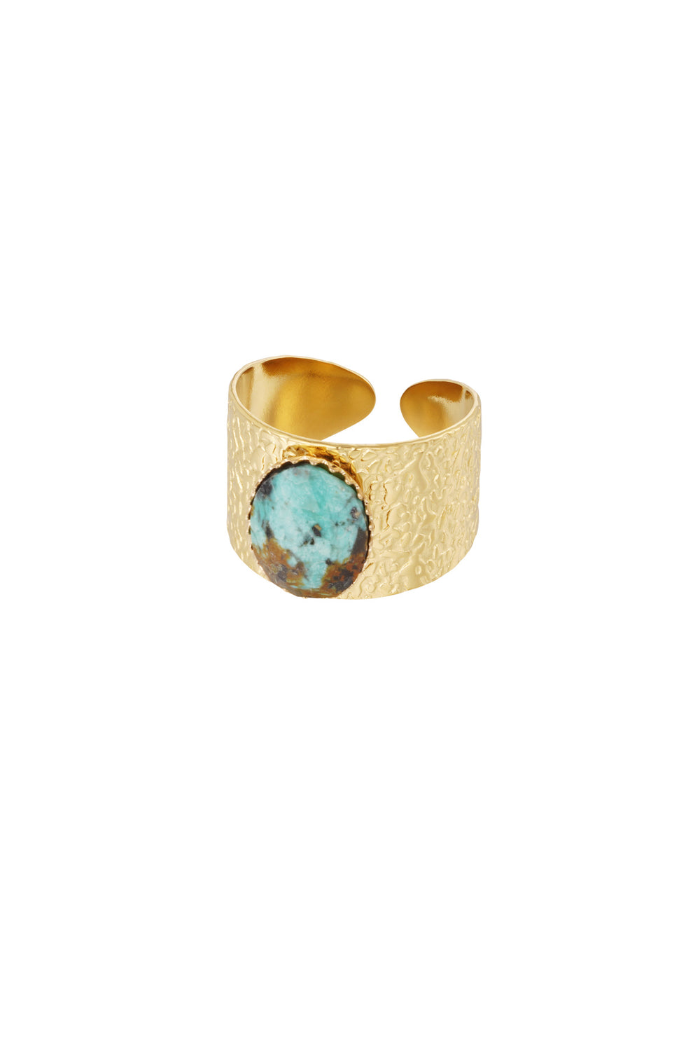 Robust ring with stone - green gold