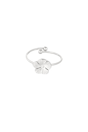 Ring with cute flower - Silver Color color