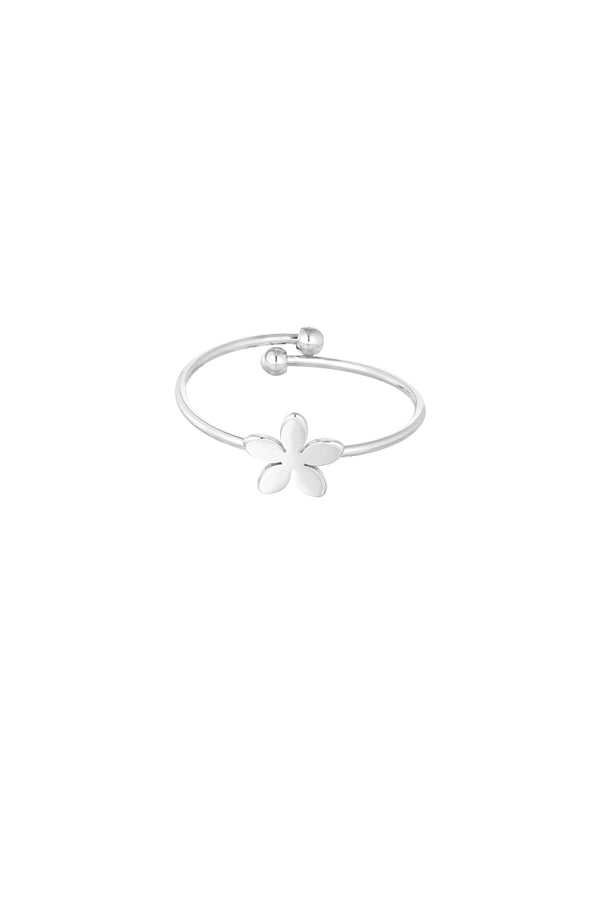 Basic ring with flower - Silver