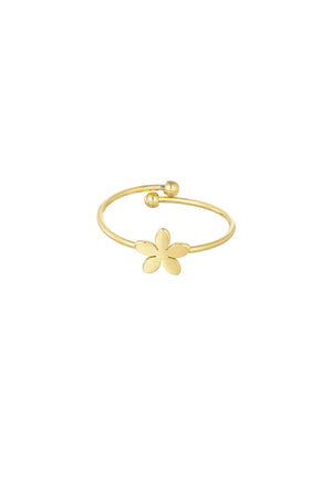 Basic solid color ring with flower Gold