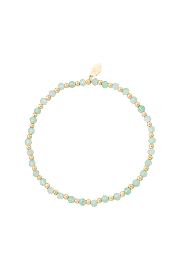 Beaded bracelet - light green/gold