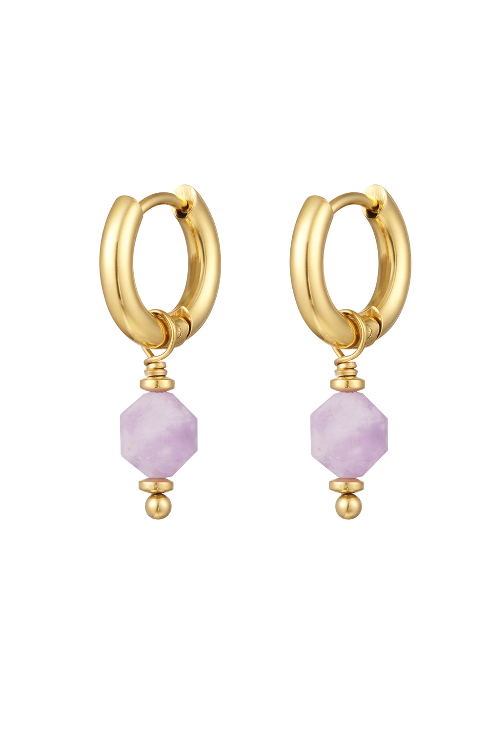 Earrings with stone February - gold/lilac