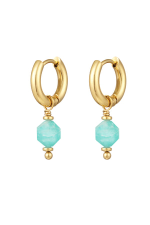 Earrings with stone March - gold/mint