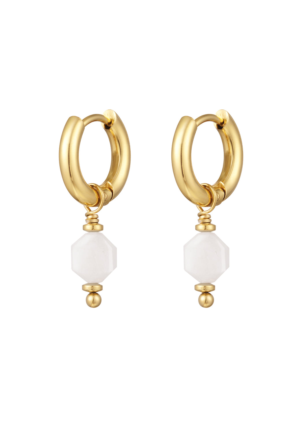 Earrings with stone June - gold/white