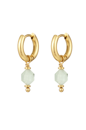 Earrings with August stone - gold/light green