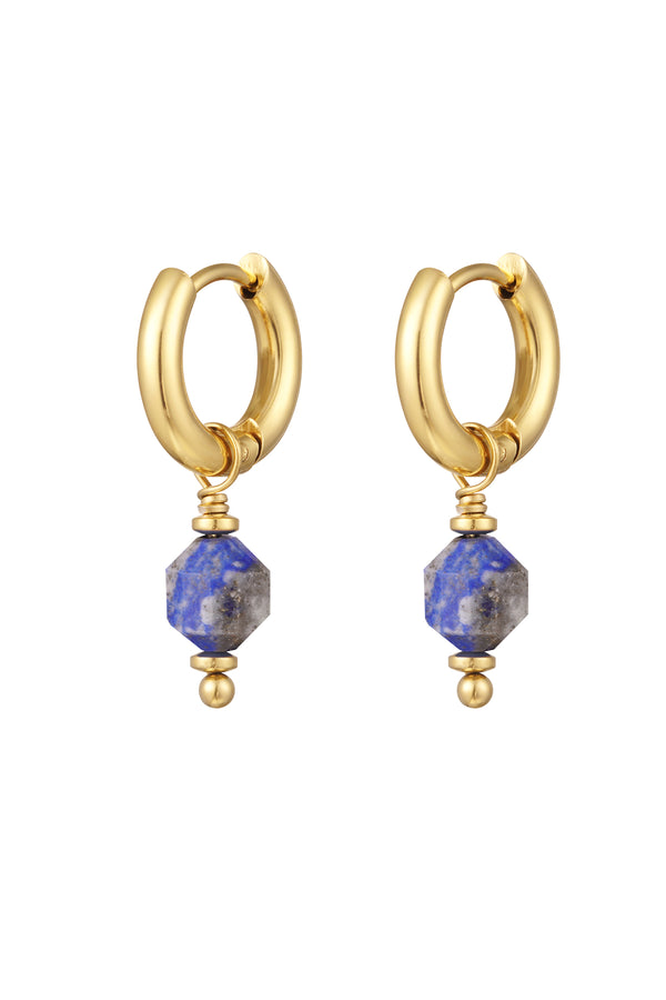 Earrings with September stone - gold/blue