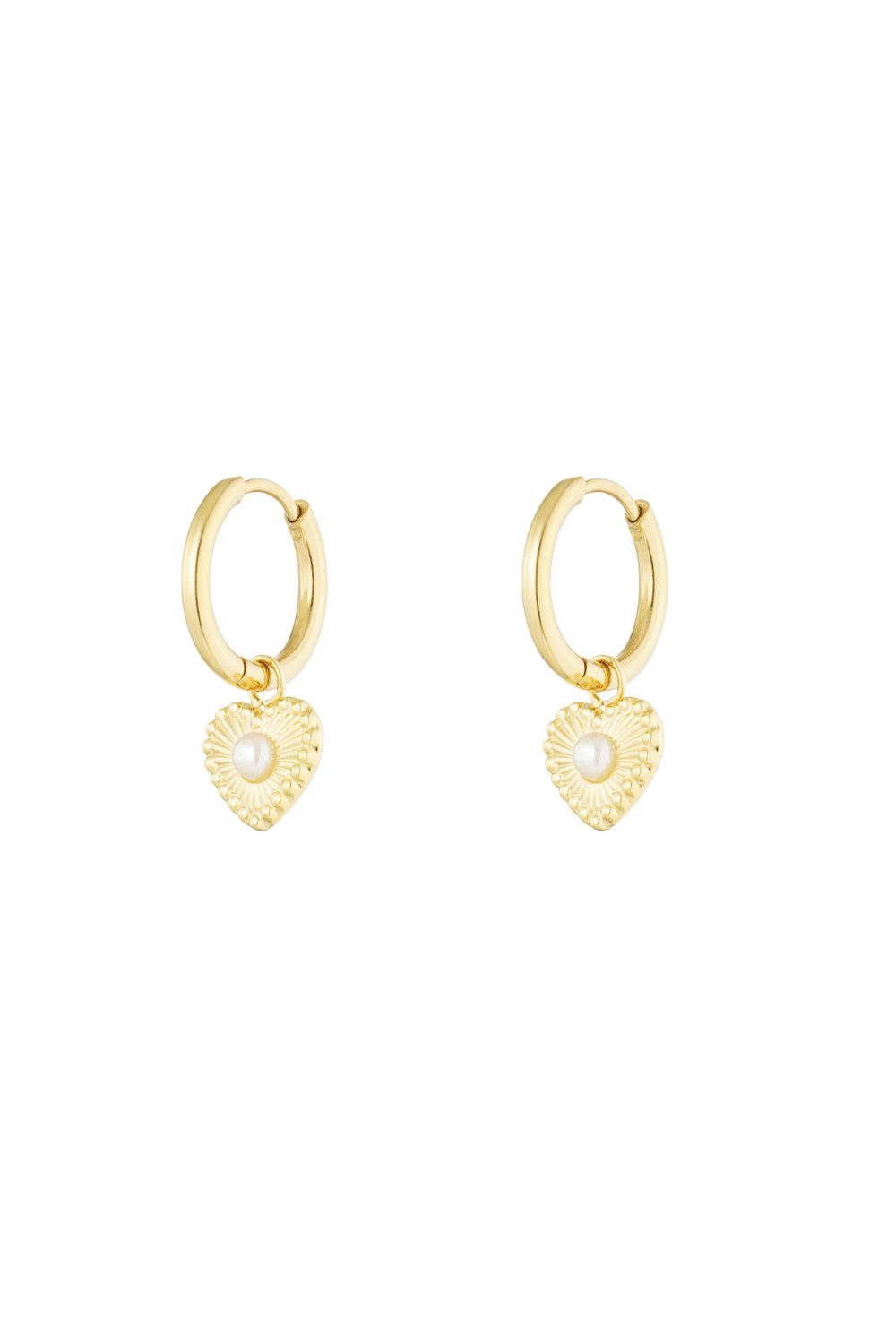 Earrings heart detail with pearl - Gold color