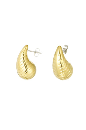 Drop earrings with structure large - Gold color