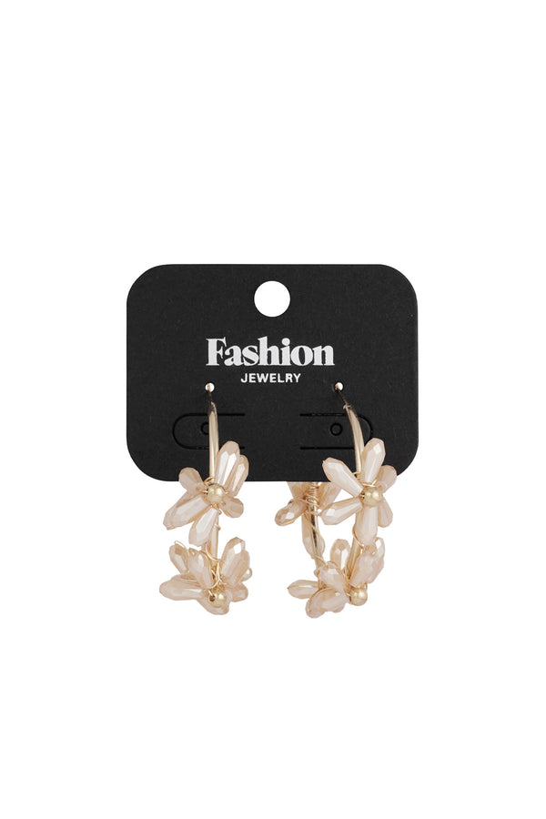 Flowering rings earrings - beige