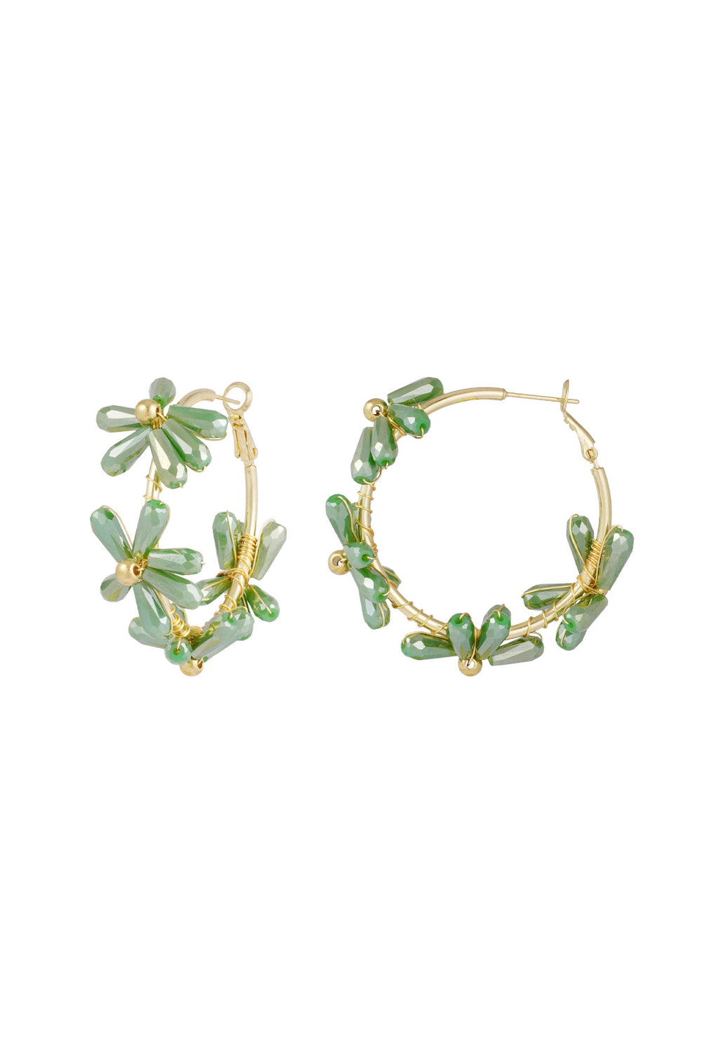 Flowering rings earrings - green