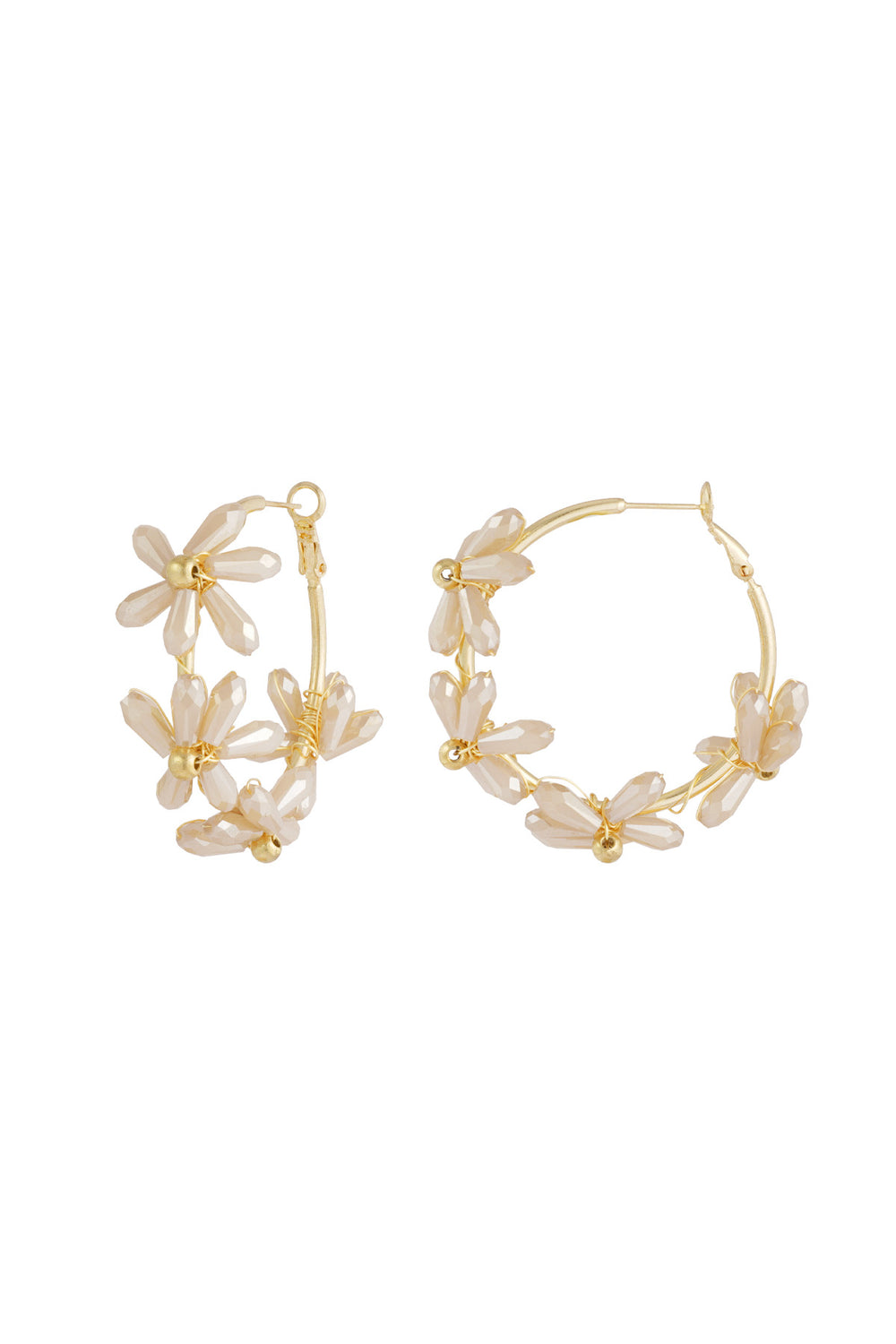 Flowering rings earrings - beige