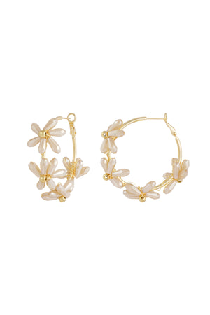 Flowering rings earrings - beige